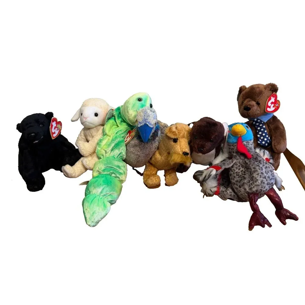 TY Beanie Babies Lot of 8 w/ Hang Tags Hero Cinders Fleecie Runner Lurkey & More